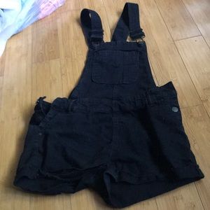 Black overalls and blue overalls